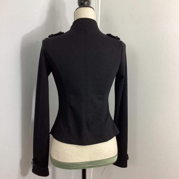 PATTY BOUTIK SIZE XS BLACK KNIT MILITARY JACKET ZIP FRONT DOUBLE ROW BUTTONS - Picture 3 of 11